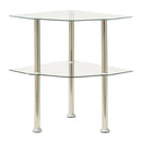 2 Tier Side Table Transparent 38X38X50 Cm Tempered Glass