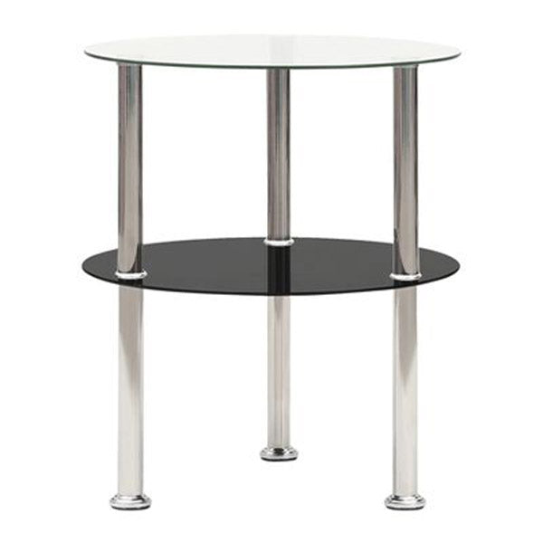 2 Tier Side Table Transparent And Black 38 Cm Tempered Glass