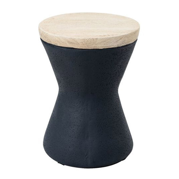 Round Faux Wood  Side Table Light Oak And Grey 48X48X68Cm