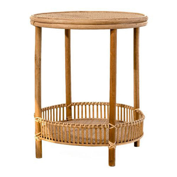 2 Tier Side Table Rattan Natural 615Mm