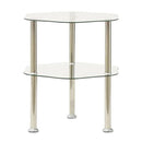 2 Tier Side Table 38X38X50 Cm Transparent Tempered Glass
