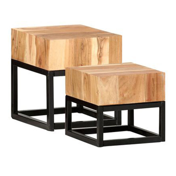 Side Tables 2 Pcs Solid Acacia Wood