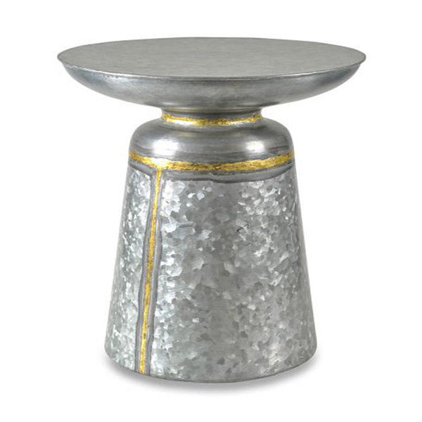 Galvanized Iron Side Table Silver Oxidize 38X38X47Cm