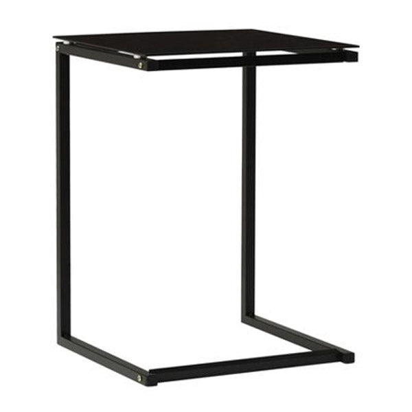 Side Table Black 40X40X60 Cm Tempered Glass
