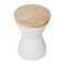 Round Faux Wood Side Table Light Oak And White 48X48X68Cm