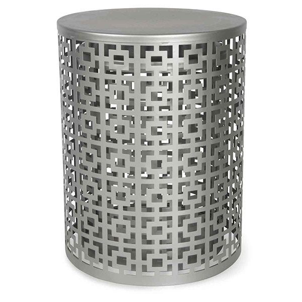 2 Piece Iron Side Tables Silver With Holes