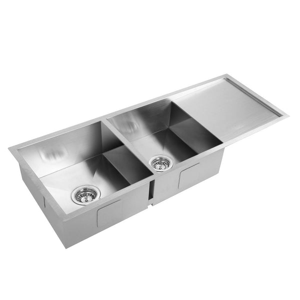 Stainless Steel Kitchen Sink w/ Strainer Waste 1114 x 450mm