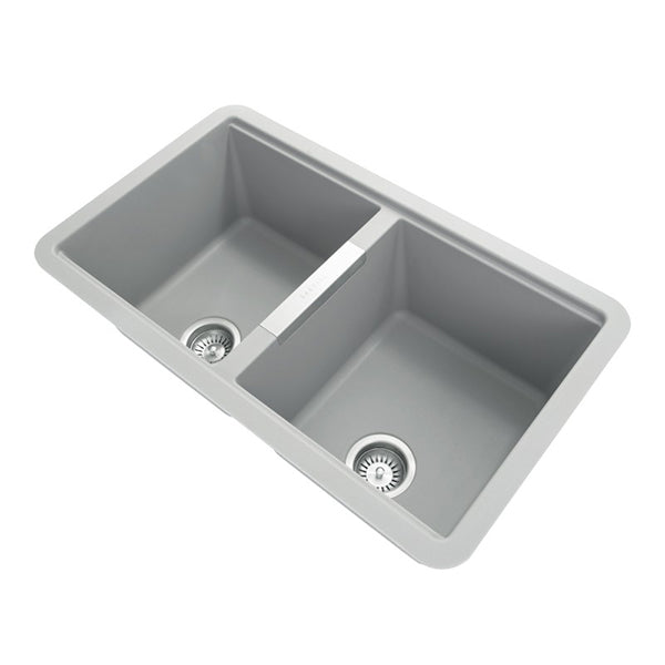 824X481X241 Mm Carysil Concrete Grey Double Bowls Granite Kitchen Sink