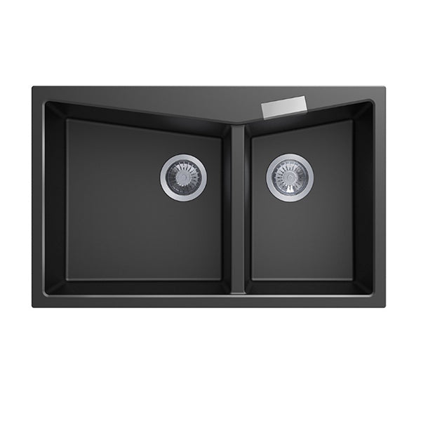 800X500X220 Mm Carysil Black Double Bowl Granite Kitchen Sink