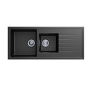 1160X500Mm Double Bowls With Drainer Board Granite Kitchen Black