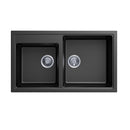 860X500Mm Granite Stone Kitchen Laundry Sink Double Bowl Mount Black