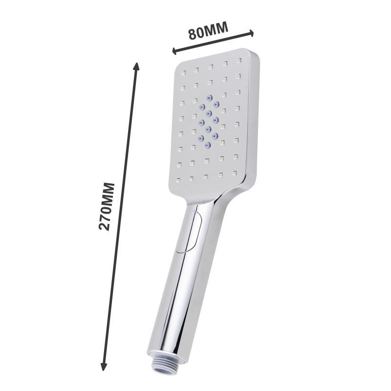 Square 3 Functions Chrome Rainfall Hand Held Shower Head Only