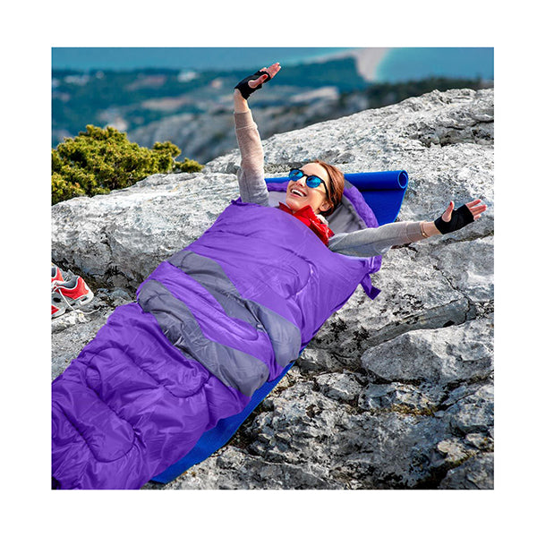 Outdoor Camping Thermal Sleeping Bag Envelope Tent Hiking Purple