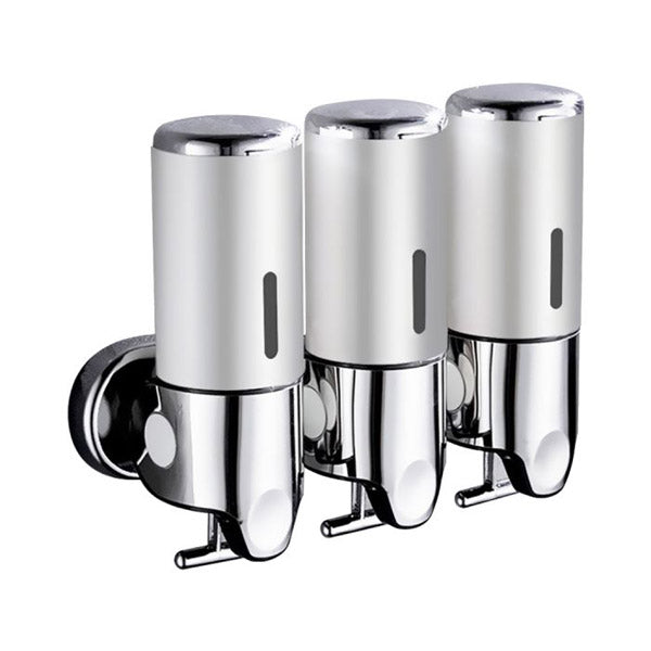 3 Bottles Bathroom Soap Shampoo Gel Dispenser Pump Wall 1500Ml Silver