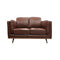 2 Seater Faux Sofa Brown Lounge Set With Wooden Frame
