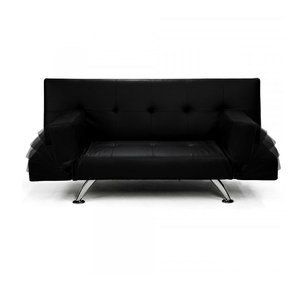 3 Seater Pu Leather Sofa Bed Lounge Black