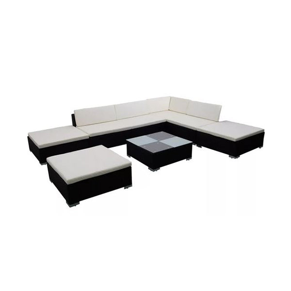 8 Piece Garden Lounge Set With Cushions Poly Rattan Black