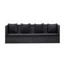 Outdoor Sofa With Cushion And Pillow Poly Rattan Black