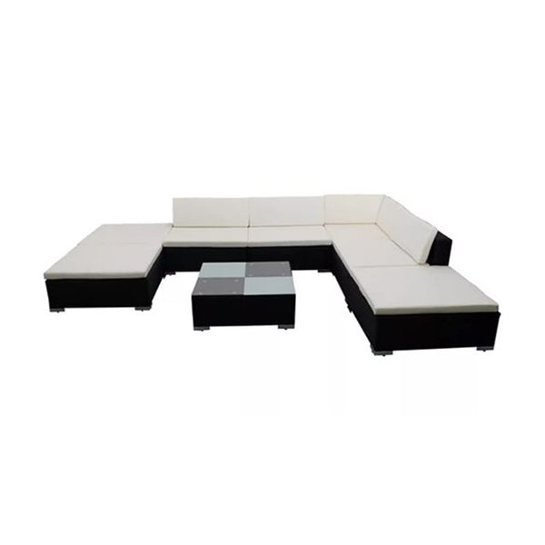 8 Piece Garden Lounge Set With Cushions Poly Rattan Black