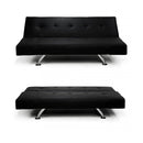 3 Seater Pu Leather Sofa Bed Lounge Black
