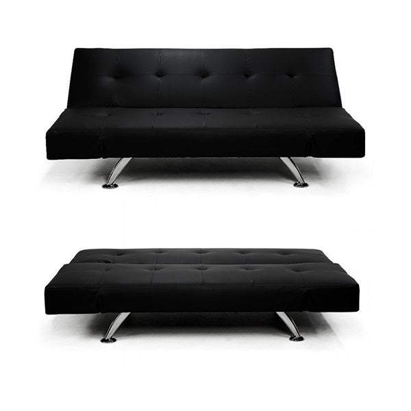 3 Seater Pu Leather Sofa Bed Lounge Black
