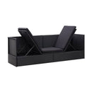 Outdoor Sofa With Cushion And Pillow Poly Rattan Black