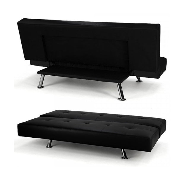 3 Seater Pu Leather Sofa Bed Lounge Black