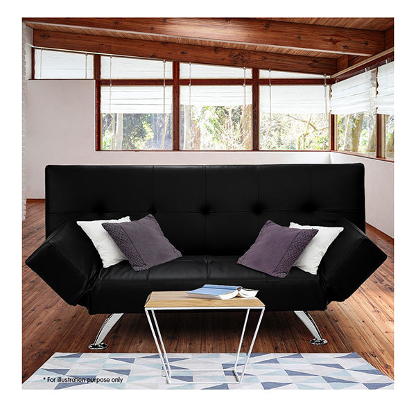 3 Seater Pu Leather Sofa Bed Lounge Black