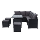 Outdoor Furniture Dining Sofa Set Wicker 9 Seater Storage Cover