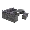 Outdoor Furniture Dining Sofa Set Wicker 9 Seater Storage Cover