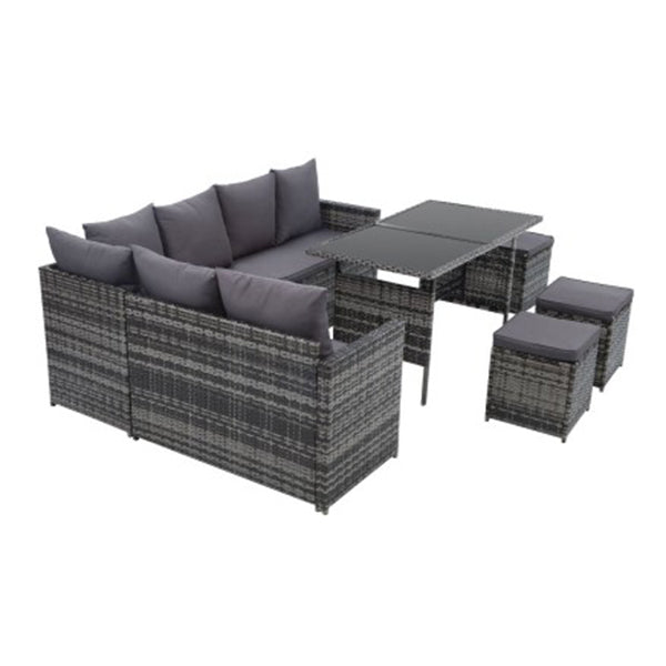 Outdoor Furniture Dining Sofa Set Wicker 9 Seater Storage Cover