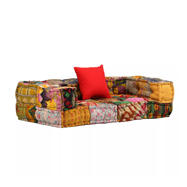 2 Seater Modular Sofa With Armrests Fabric Patchwork