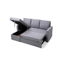 3 Seater Sofa Bed With Pull Out Storage Corner Chaise Lounge Set Grey