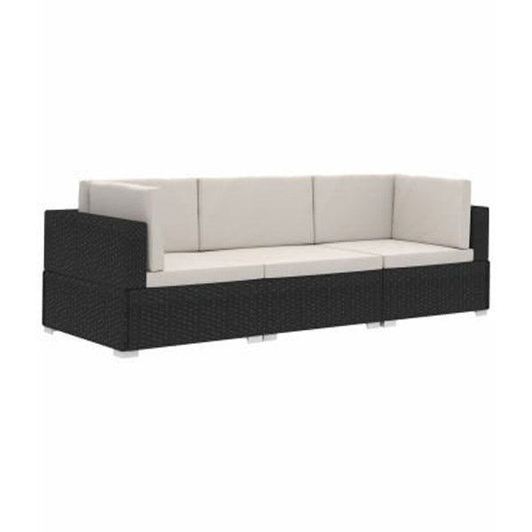 3 Piece Garden Sofa Set With Cushions Poly Rattan