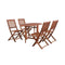 5 Piece Folding Outdoor Dining Set Solid Acacia Weather Resistant Wood