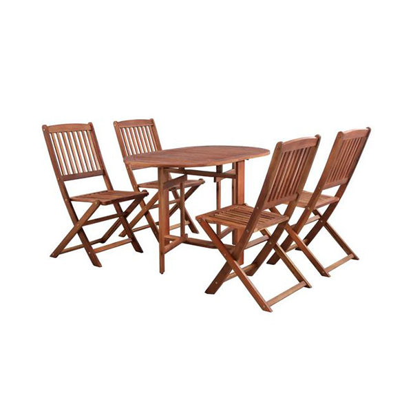 5 Piece Folding Outdoor Dining Set Solid Acacia Weather Resistant Wood