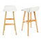 2X Oak Wood Bar Stool 65Cm Leather Sophia White