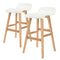 2X Oak Wood Bar Stool 65Cm Leather Sophia White