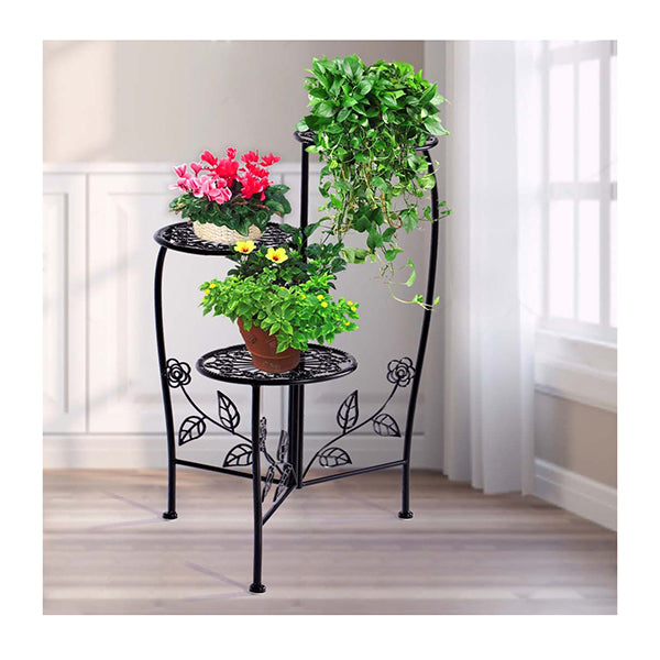 Plant Stand Outdoor Indoor Flower Pots Garden Metal Corner Shelf Iron