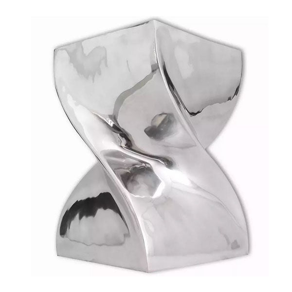 Stool Or Side Table Twisted Shape Aluminium Silver