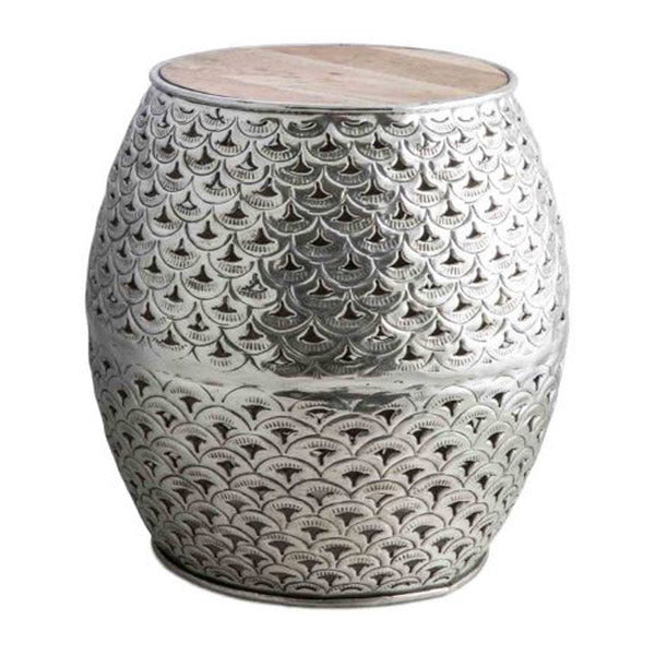 Round Aluminium Stool With Cut Outs 40X40X50Cm