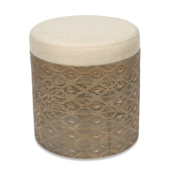 Round Metal Stool With Cushion Gold 39X39X48Cm
