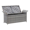 Storage Bench With Cushion Grey 138 Cm Poly Rattan