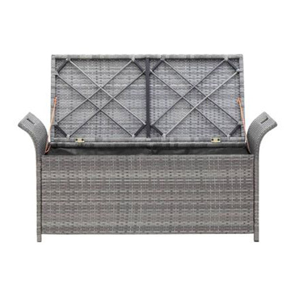 Storage Bench With Cushion Grey 138 Cm Poly Rattan