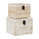 2 Piece Wood Storage Boxes With Clips Natural