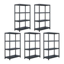 Storage Shelf Racks 5 Pcs Black 60X30X138 Cm Plastic