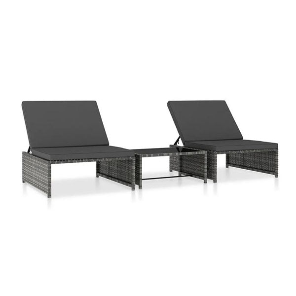 Sun Loungers 2 Pcs With Table Pe Rattan