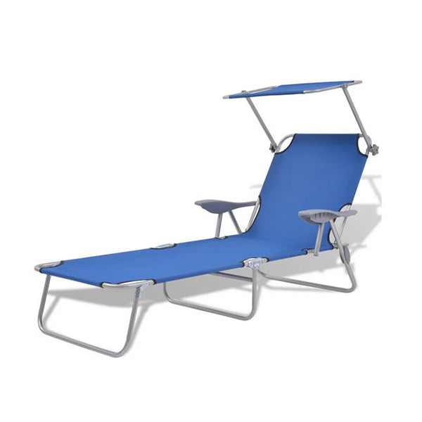 Sun Lounger With Canopy Steel Blue