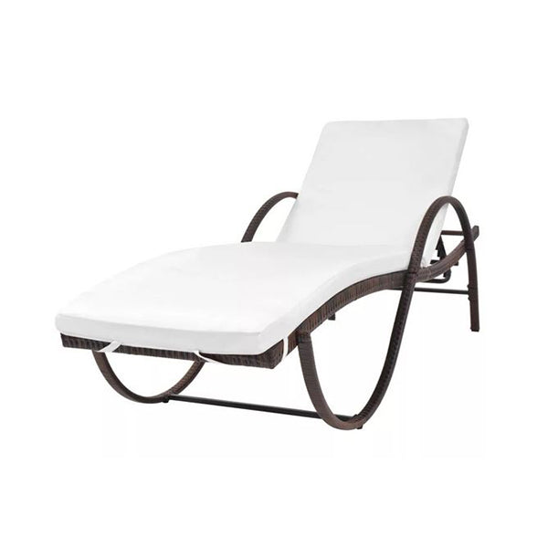 Sun Lounger With Cushion Poly Weather Resistant Pe Rattan