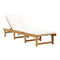 Folding Sun Lounger With Cream White Cushion Solid Acacia Wood